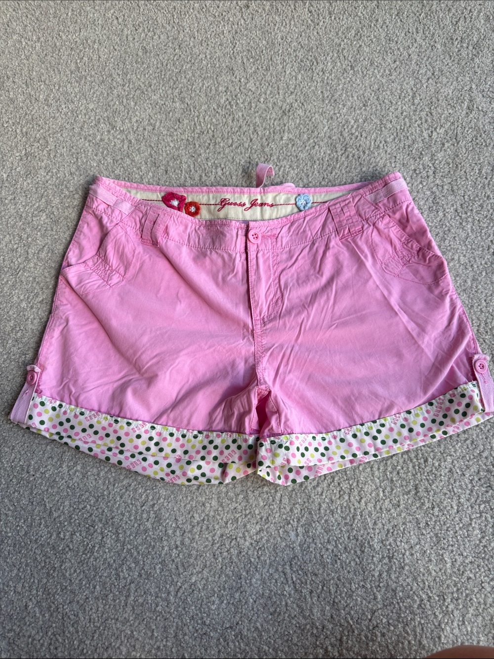 Guess Jeans Pink Shorts with polka dot trim